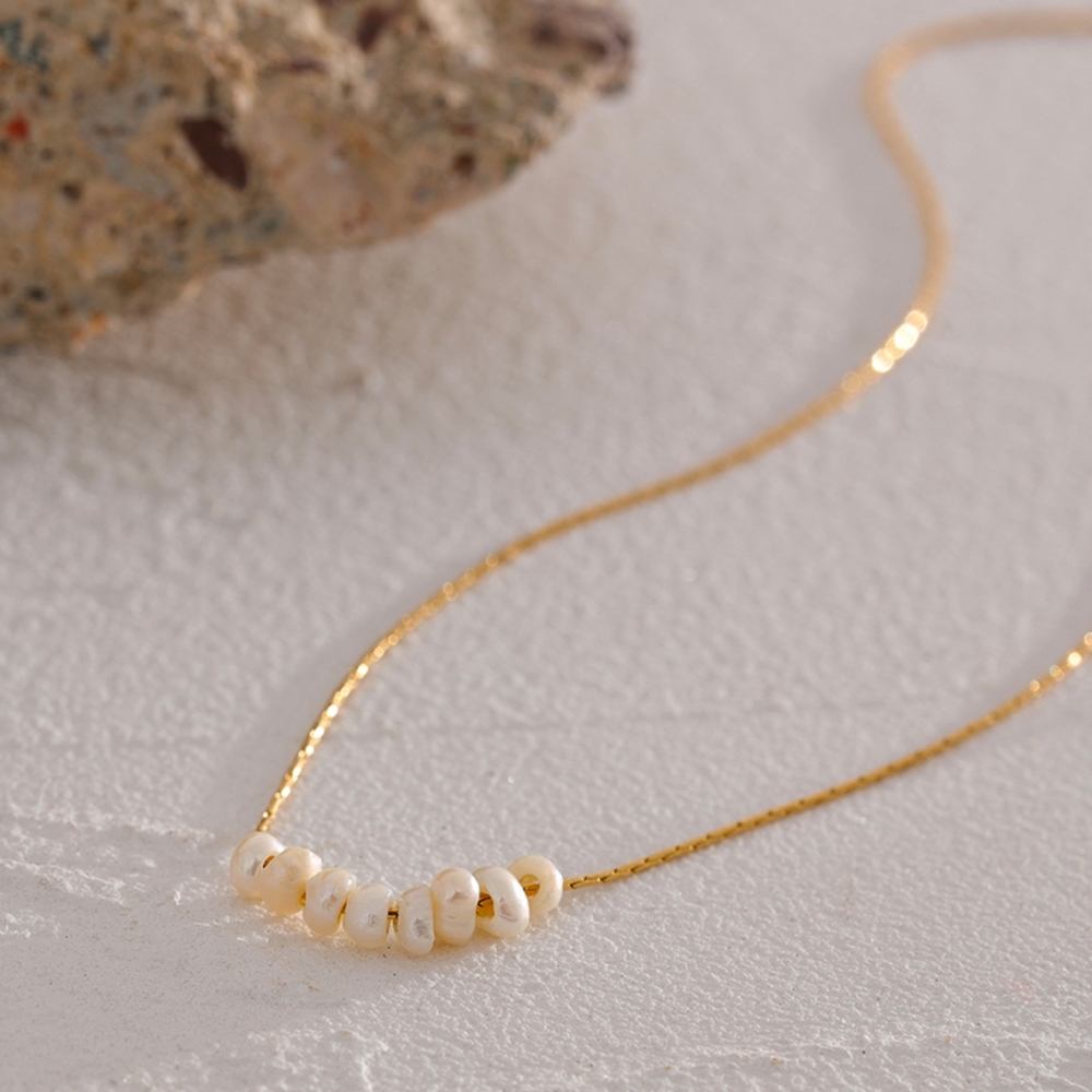 Exquisite Stainless Steel Small Freshwater Pearl Beads Necklace - Picture 3 of 6